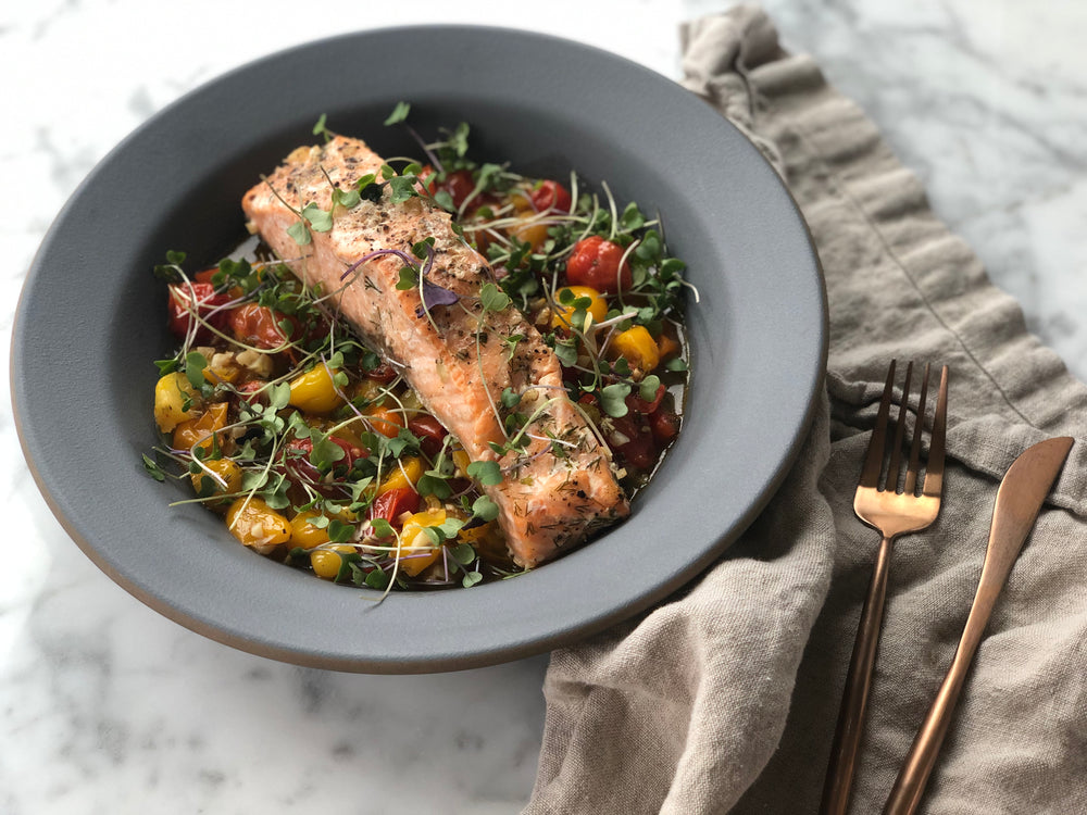 Herbed Salmon En Papillote with Herbed Tomato Broth